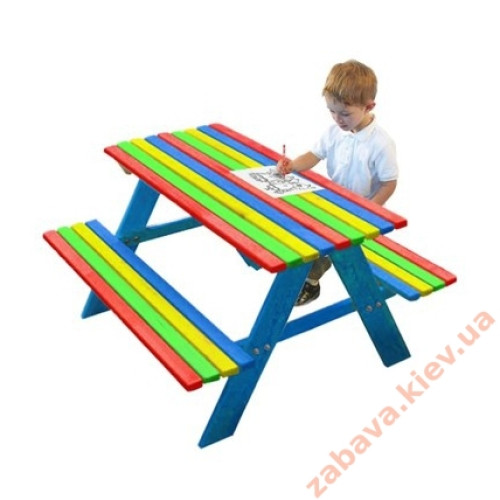 Стіл з лавками для вулиці дитячий Райдужний у сад двору Стіл з лавками для вулиці дитячий Райдужний у сад двору