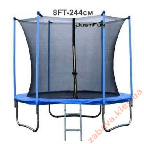 Батут Just Fun 244см Blue сеткa внутренняя + лесенка