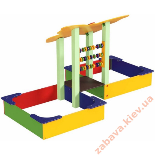 Дитяча пісочниця подвійна "Метелик" з тіньком та рахівницею Дитяча пісочниця подвійна "Метелик" з тіньком та рахівницею