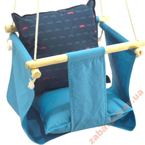 Детская качеля для дома голубая с защитным бортиком ✅ хорошие характеристики Детская качеля для дома голубая с защитным бортиком ✅ хорошие характеристики