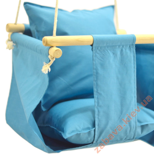 Детская качеля для дома голубая с защитным бортиком ✅ хорошие характеристики Детская качеля для дома голубая с защитным бортиком ✅ хорошие характеристики