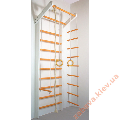 Детская Шведская стенка деревянная Сосна бело-оранжевая (база)