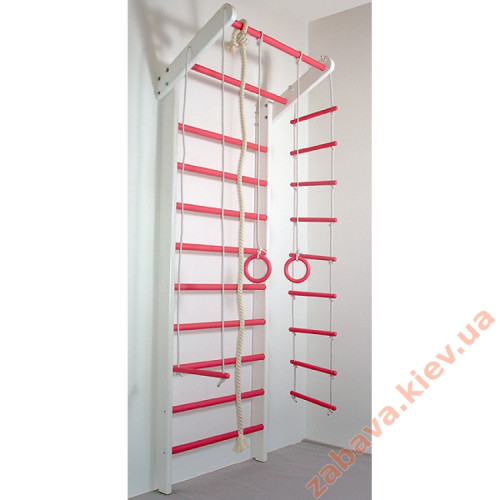 Шведская деревянная стенка Сосна бело-розовая для девочки