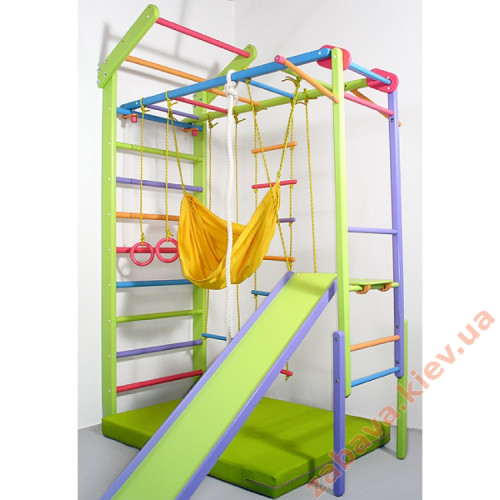 Уголок трансфомер Лиана цвет и шведская стенка сосна с гамаком