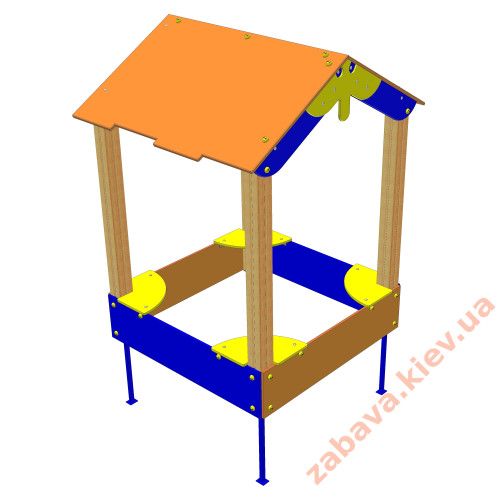 Пісочниця дитяча «Будиночок» відкрита з дахом у двір