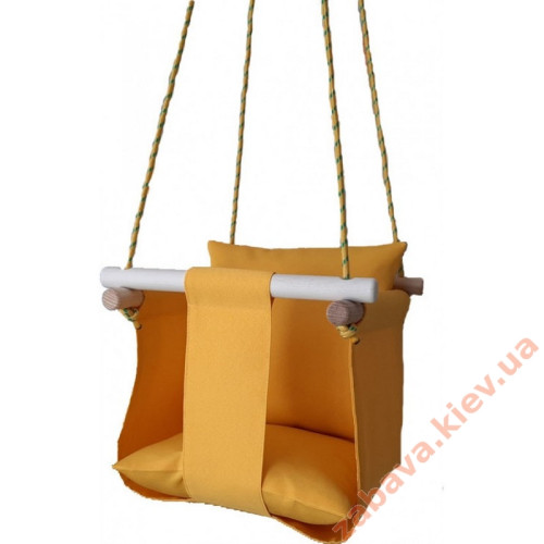 Текстильная подвесная качеля Енот желтая