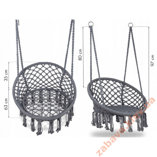 Підвісне крісло качалка макраме Сіре купити за ціною 1 643 грн. Підвісне крісло качалка макраме Сіре купити за ціною 1 643 грн.