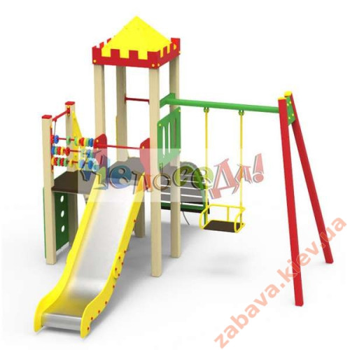 Детская площадка Деревушка со счетами и качелью во двор