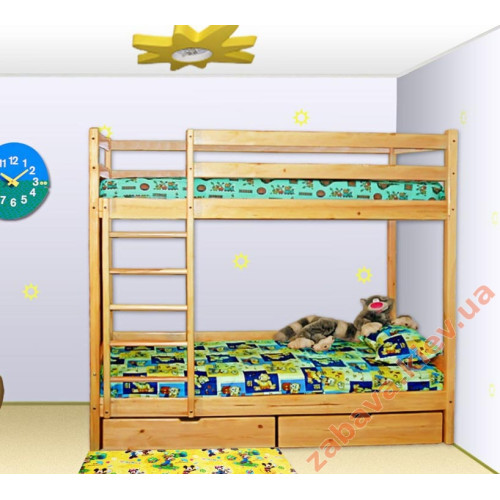 Двухъярусная кровать из ясеня с ящиками 190см.