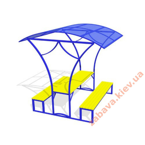 Столик с лавками и навесом "Парк" уличная