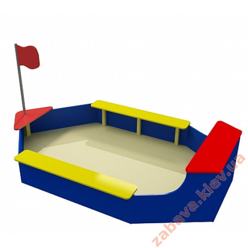Детская песочница "Лодочка" фанерная с лавками по бокам