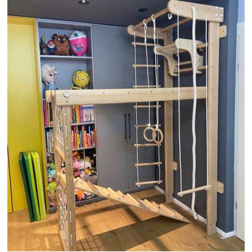 Уголок ТРАНСФОРМЕР ЯСЕНЬ с двухскладовой сеткой (Полный комплект) с турником и доской комбинированной ребристой ✅ хорошие характеристики Уголок ТРАНСФОРМЕР ЯСЕНЬ с двухскладовой сеткой (Полный комплект) с турником и доской комбинированной ребристой ✅ хорошие характеристики