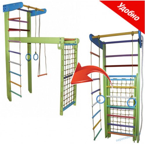 Детская шведская стенка Трансформер Радуга Стандарт 2 в 1