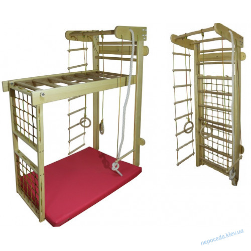 Шведская стенка ТРАНСФОРМЕР ясень с двусоставной сеткой