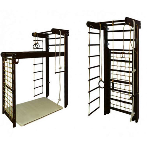 Спортивный уголок "Трансформер полисандр" с сеткой и рукоходом