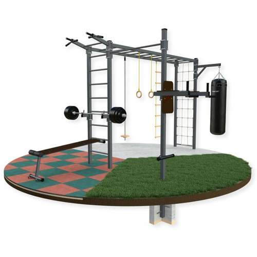 Шведская стенка SW-04 уличная со скамейкой, турником, рукоходом и кольцами Шведская стенка SW-04 уличная со скамейкой, турником, рукоходом и кольцами