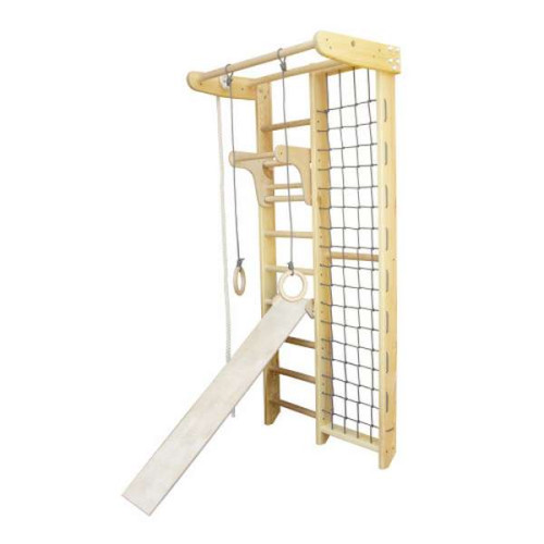 Спортивний куточок КОМБІК Лак з канатом, кільцями, турнічком та дошкою для пресу