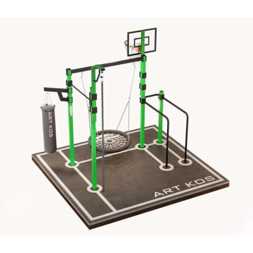 Турнік вуличний з брусами та гойдалкою K-3, кріпленням для груші і канатом – спортивне обладнання і тренажери